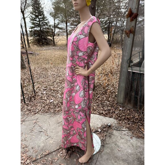 1960s Pink Floral Maxi Dress Evening Gown Creation A La Mode de Paris by Hero Mo - Picture 5 of 9